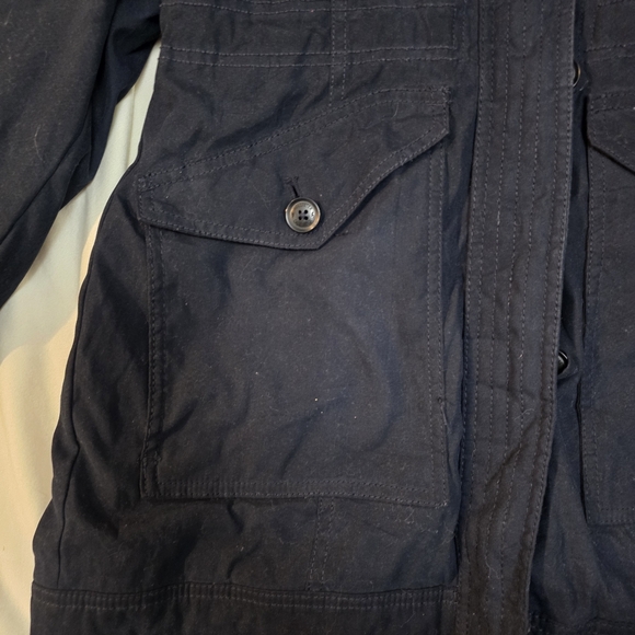 Y2K Navy Hollister Heritage Collection Faux Fur Lined Parka Jacket Faux Fur Hood - Picture 8 of 16